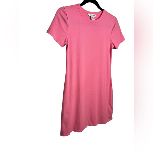Athleta Signature Rib Tee Dress Bubblegum Raphanus Pink Barbie Size Small - Picture 5 of 13